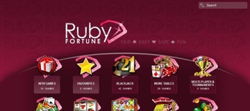 Ruby Fortune landing page