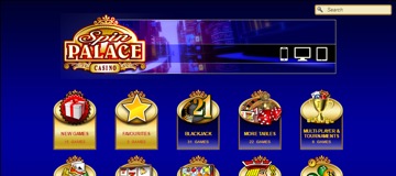 Spin Palace landing page